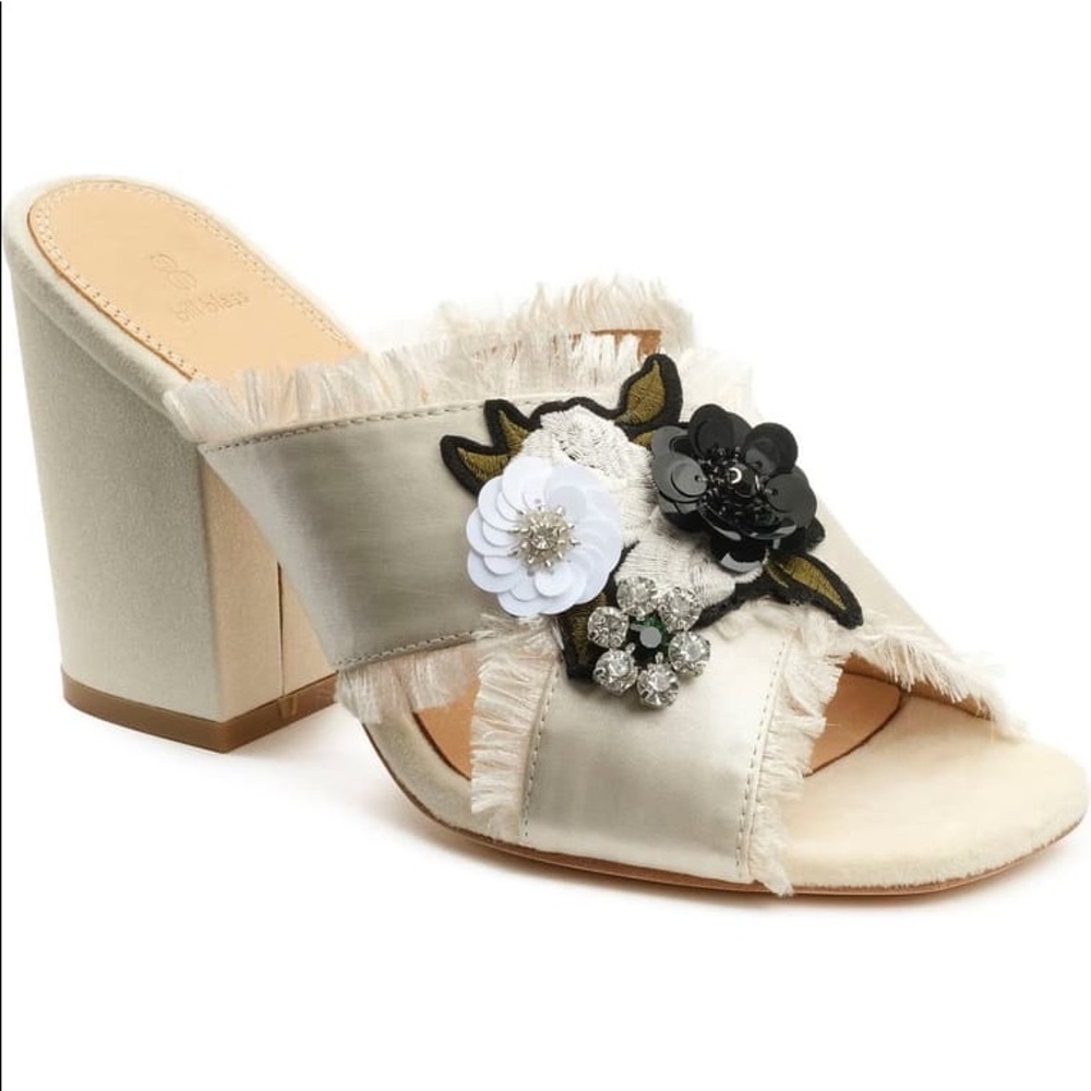 NEW Bill Blass Carol Satin Embellished Sandal in 9